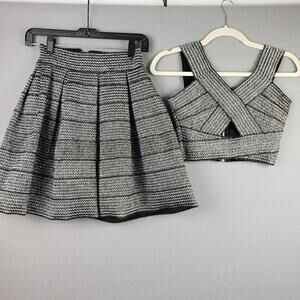 CHARLOTTE RUSSE Metallic Silver and Black Mini Skirt Matching Bandage Set